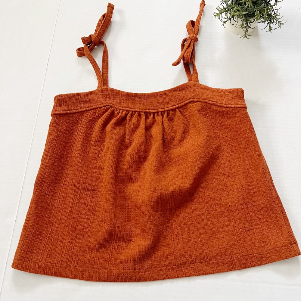 Madewell Crosshatch Tie-Strap Tank Top in Burnt Orange Rust